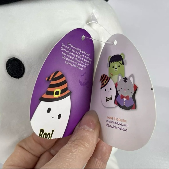 Squishmallows Grace Boo Ghost White W/ Witches Hat Orange And Black With Tag - Picture 11 of 16